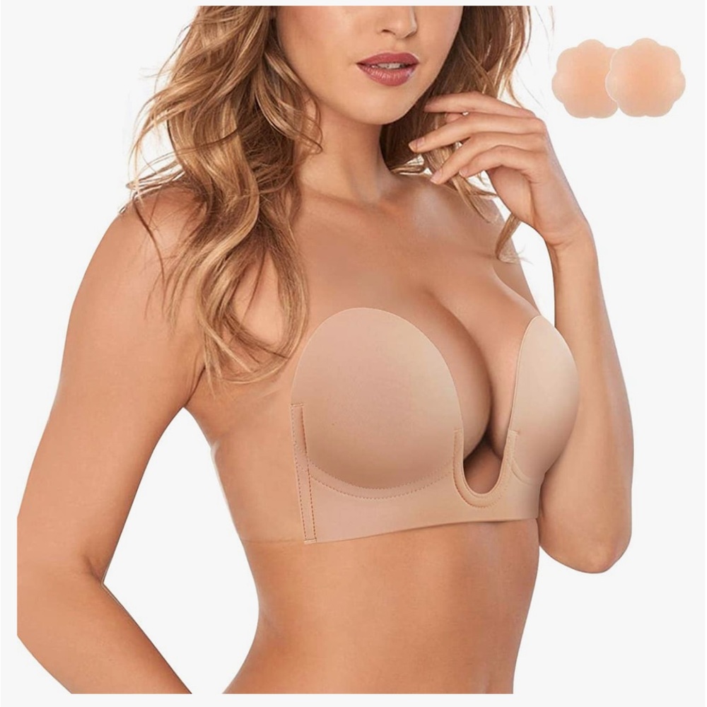 NEW Plunge Backless & Strapless Sticky Push Up Bra - Size L (C/D cup)